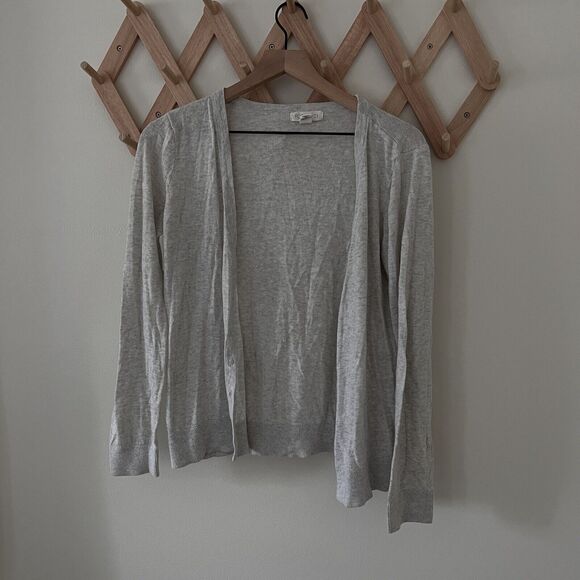 Forever 21 Cardigan Womens Medium Gray Knit Lightweight Sweater Button - Large - Picture 2 of 6